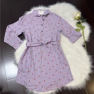 H&M Lavender Dress with Red Floral Accents